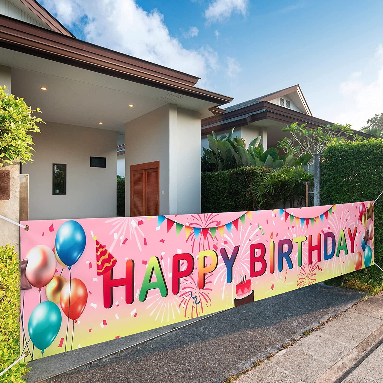 VUDECO Large Happy Birthday Banner Happy Birthday Party Decor Happy Birthday Yard Sign